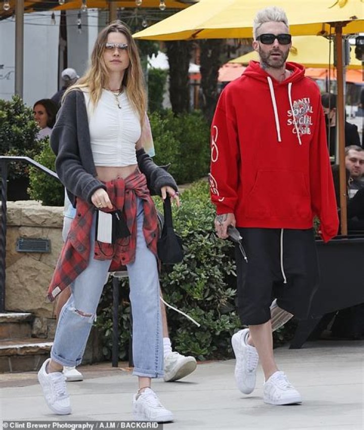 Adam Levine and Behati Prinsloo grab lunch with friends in Montecito after purchasing $22.7M house