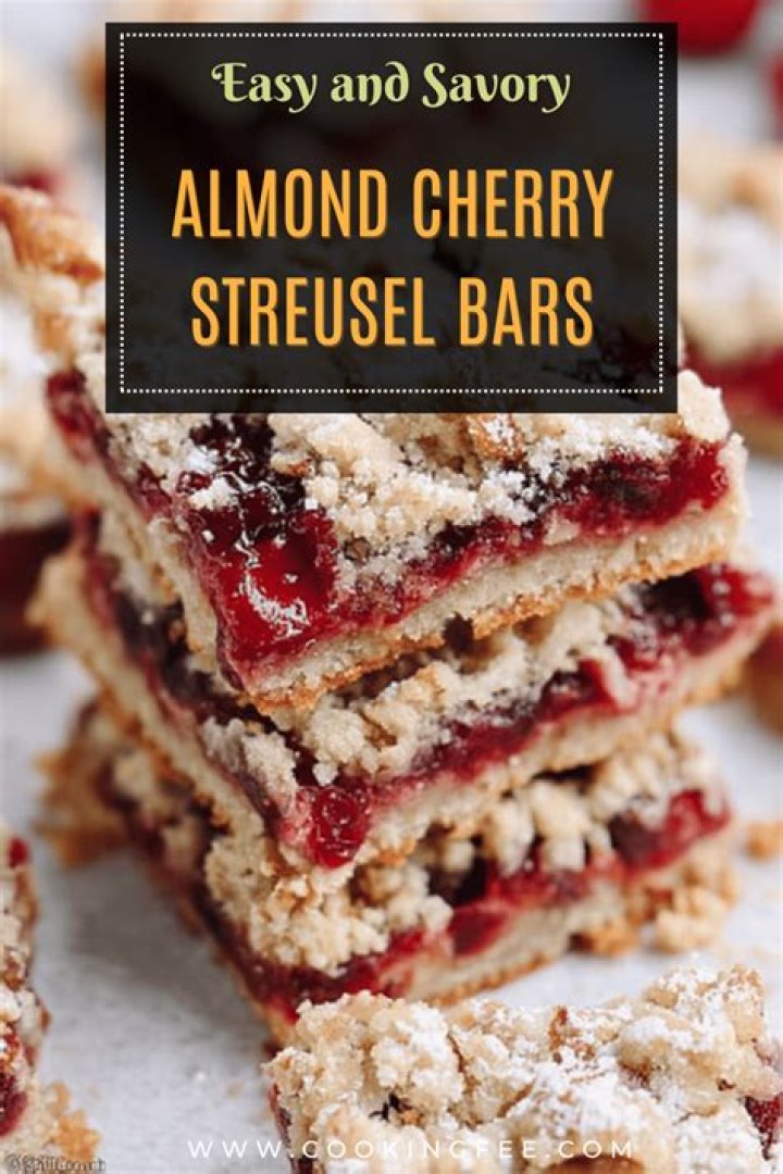 Almond Cherry Streusel Bars - Celebrating Sweets