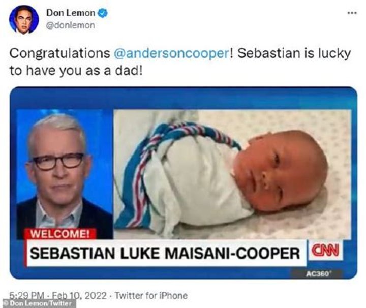 Anderson Cooper welcomes a second son named Sebastian Luke Maisani-Cooper