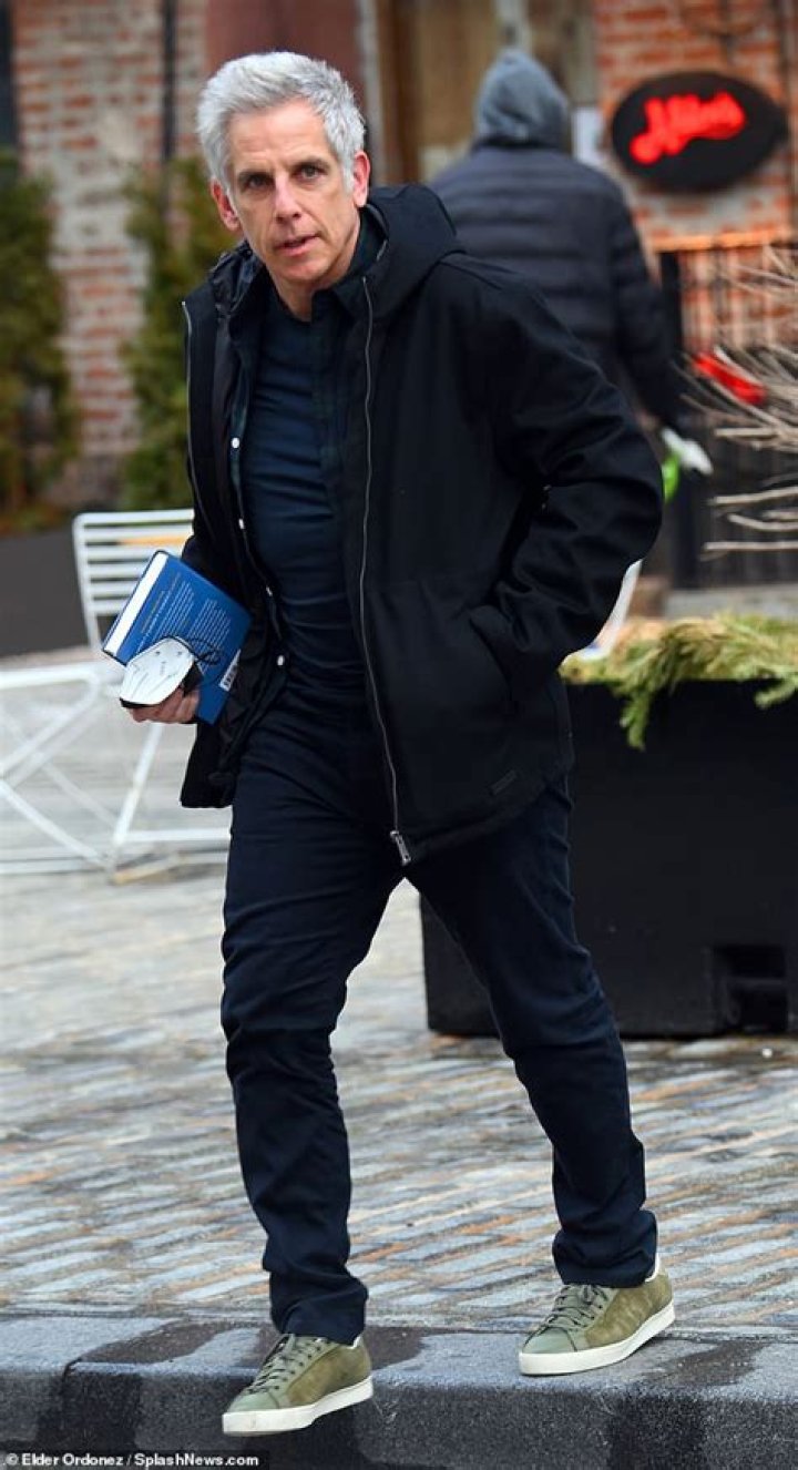 Ben Stiller, 56, shows off his natural grey hair