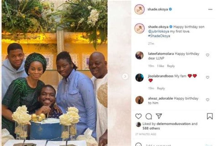 Billionaire’s wife Shade Okoya celebrates her first love in style