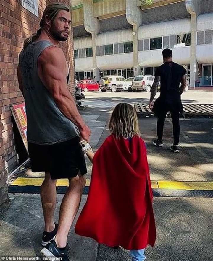 Buff Chris Hemsworth films scenes for Thor: Love and Thunder with son in Sydney