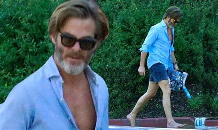 Chris Pine shows off his toned chest as he rocks unbuttoned blue shirt for BAREFOOT outing in LA 