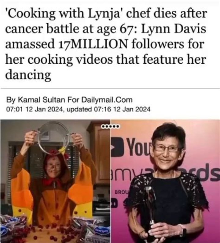 'Cooking with Lynja' chef dies after cancer battle at age 67: Lynn Davis amassed 17MILLION followers for her cooking videos that feature her dancing