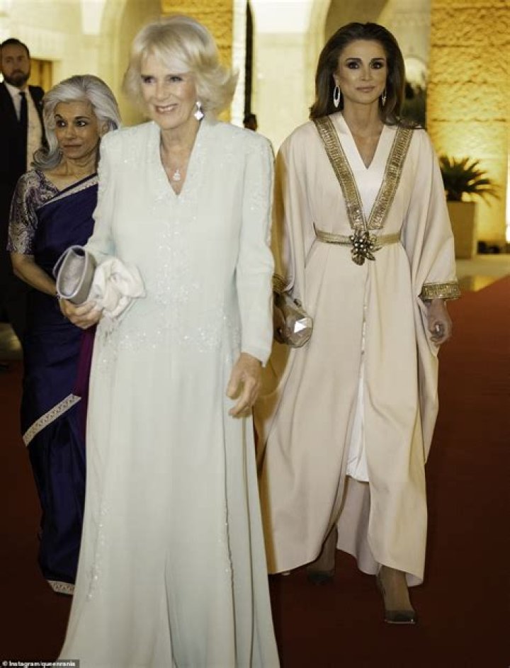 Duchess of Cornwall cuts an elegant figure in mint green gown in Jordan