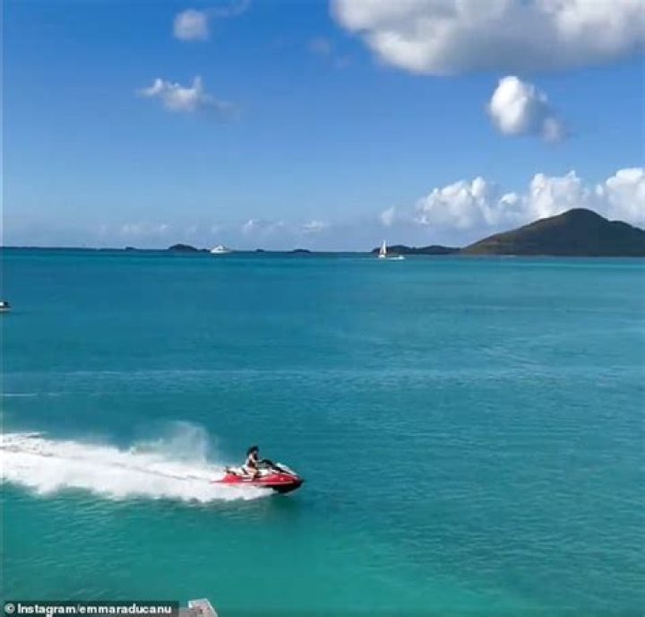 Emma Raducanu rides a jet-ski and poses in a bikini as she enjoys her first holiday in seven years  