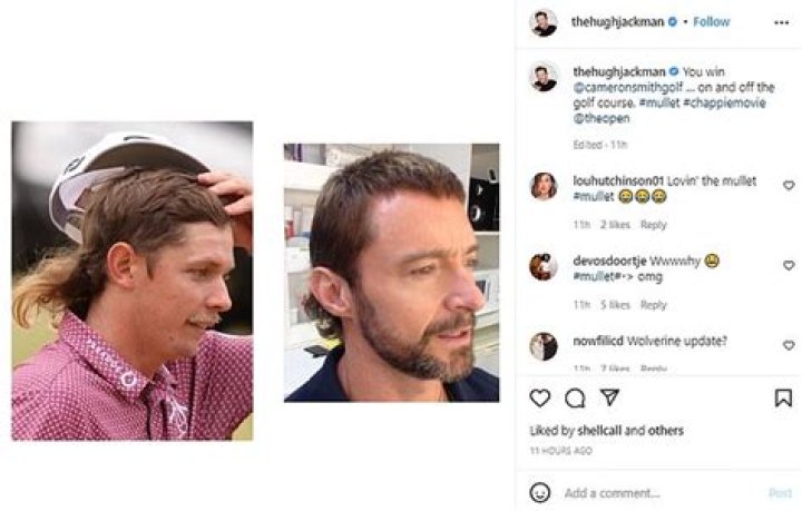 Hugh Jackman congratulates golf star Cam Smith on winning the British Open by comparing mullets