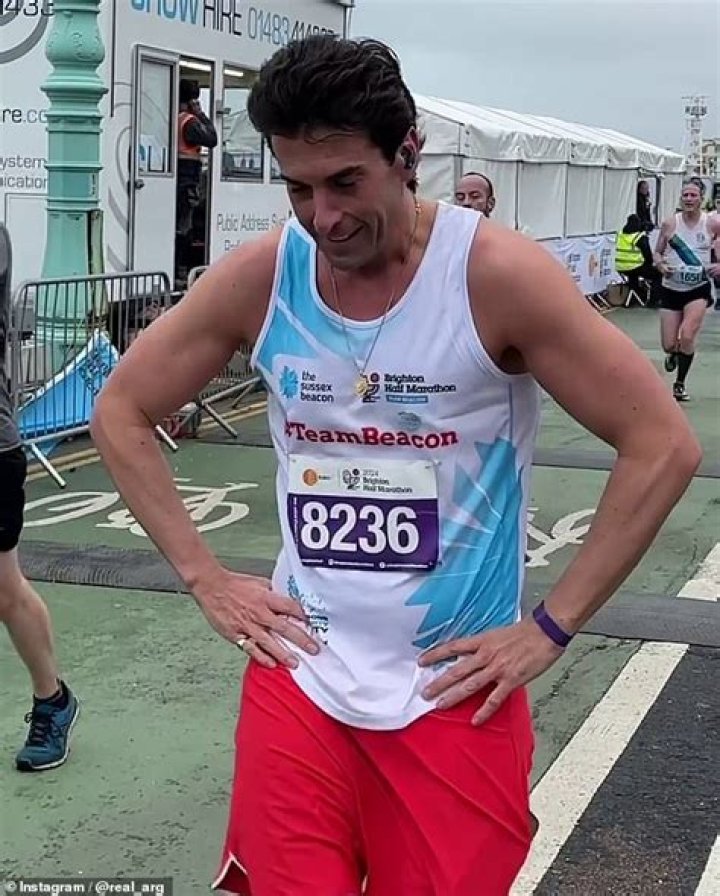 James Argent runs his 'longest distance in 12 years' as he completes the Brighton Half Marathon in honour of his late grandmother
