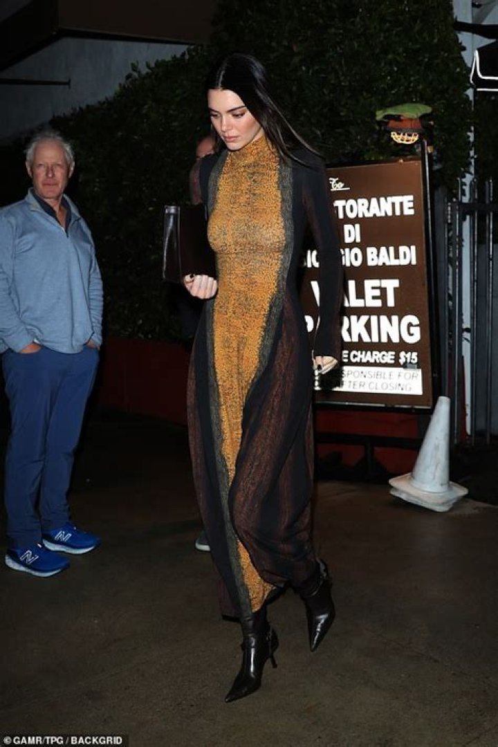 Kendall Jenner wears optical illusion panelled dress as she leaves Lauren Perez's birthday dinner