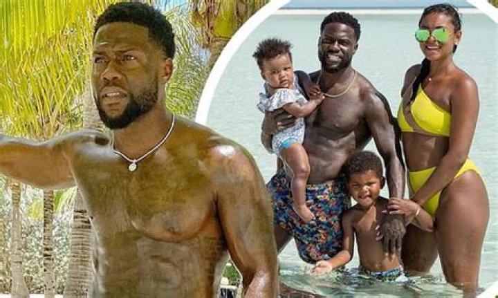 Kevin Hart shows off his muscular torso as his wife Eniko poses in a bikini