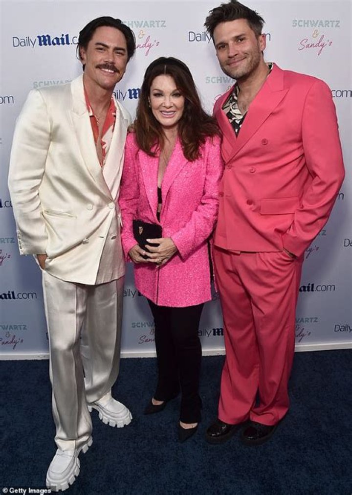 Lisa Vanderpump poses with Tom Schwartz and Tom Sandoval at bar opening co-hosted by DailyMail.com