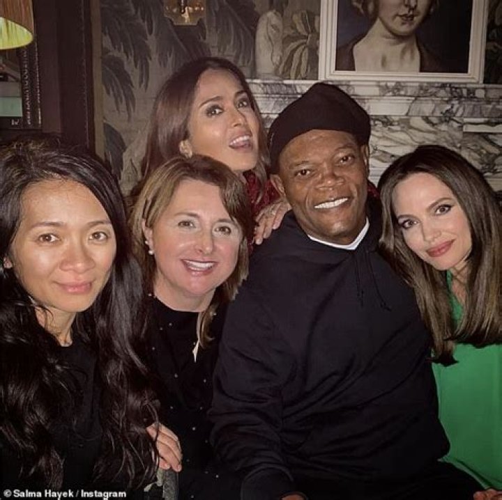 Marvel megastars Samuel L Jackson, Angelina Jolie and Salma Hayek cosy up for cute off-duty snap