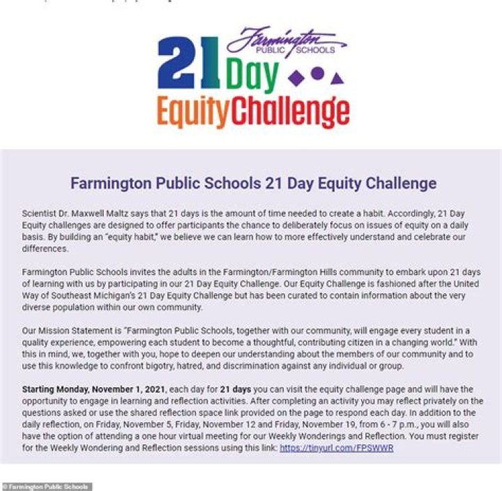 Michigan public school district offers '21 day equity challenge' with 'white privilege checklist'