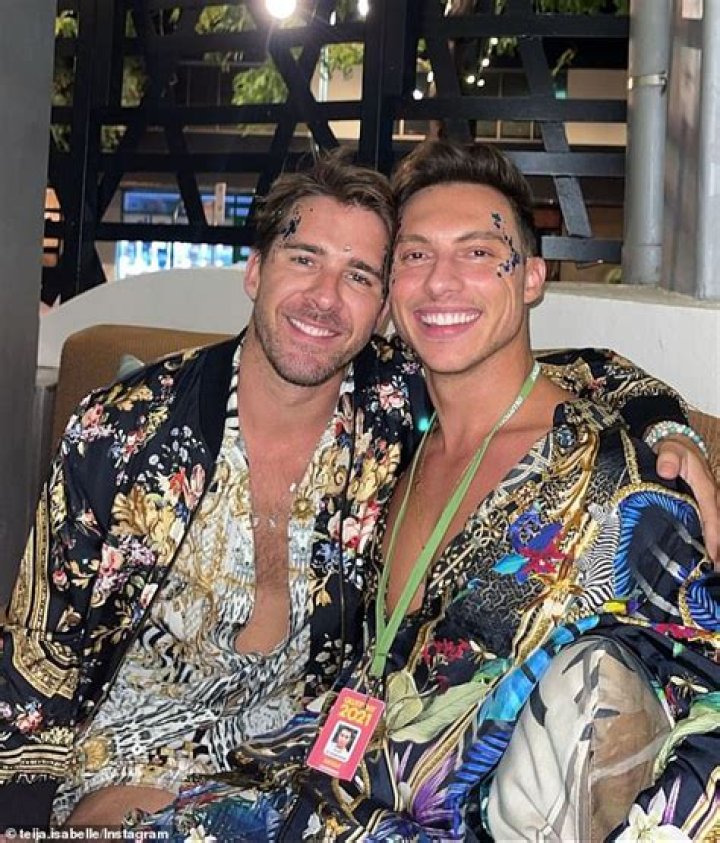 Model Megan Blake Irwin enjoys a night out with Hugh Sheridan and his fiancé Kurt Roberts