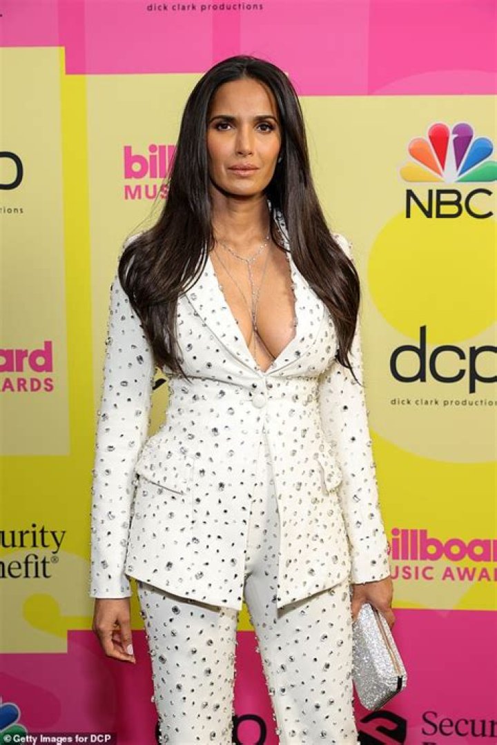 Padma Lakshmi displays her cleavage as she sizzles in plunging white suit at 2021 Billboard Awards