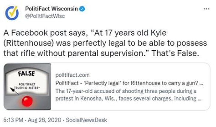 PolitiFact slammed for 'fact check' that said Kyle Rittenhouse illegally owned AR-15