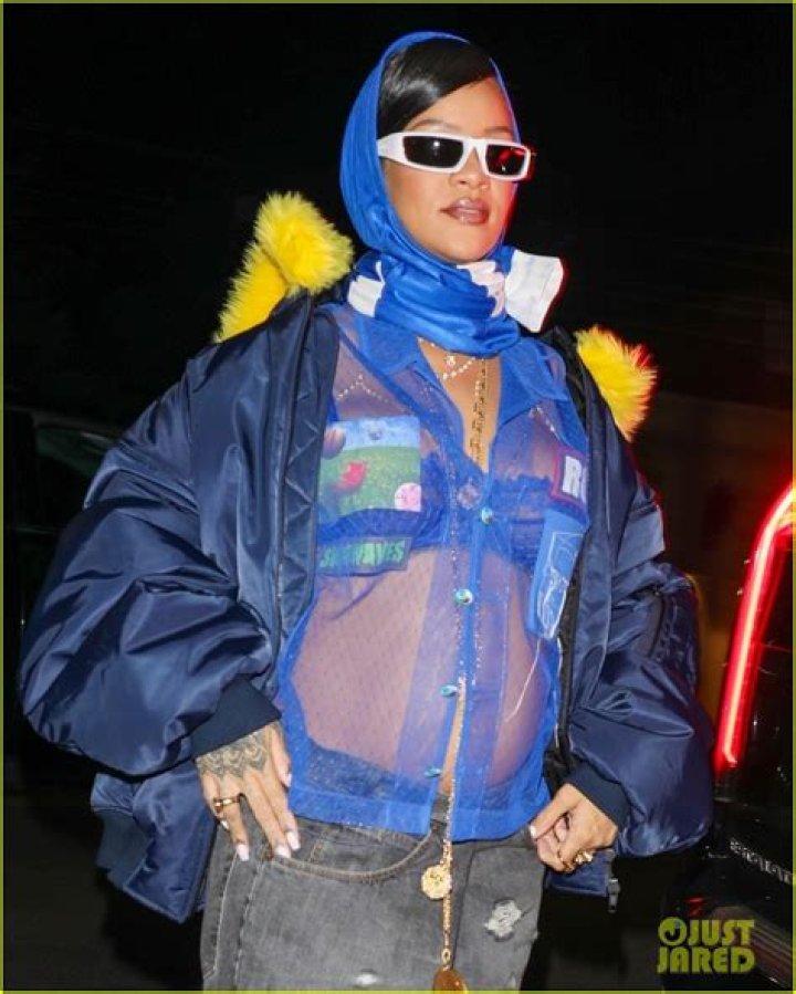 Rihanna Bares Her Growing Baby Bump in Sheer Top for Super Bowl 2022