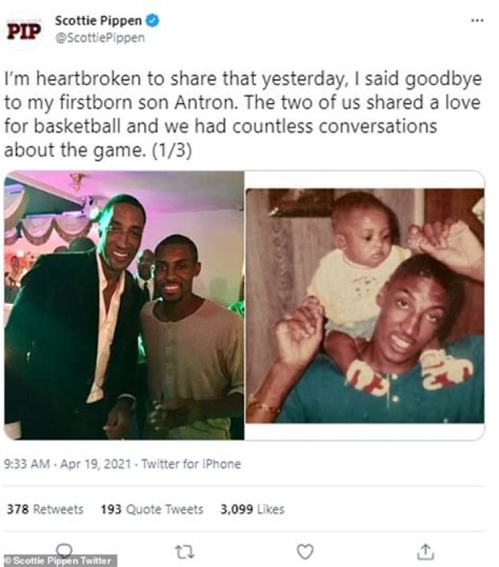 Scottie Pippen pens tribute to 'faithful, humble and resilient' eldest son Antron after funeral