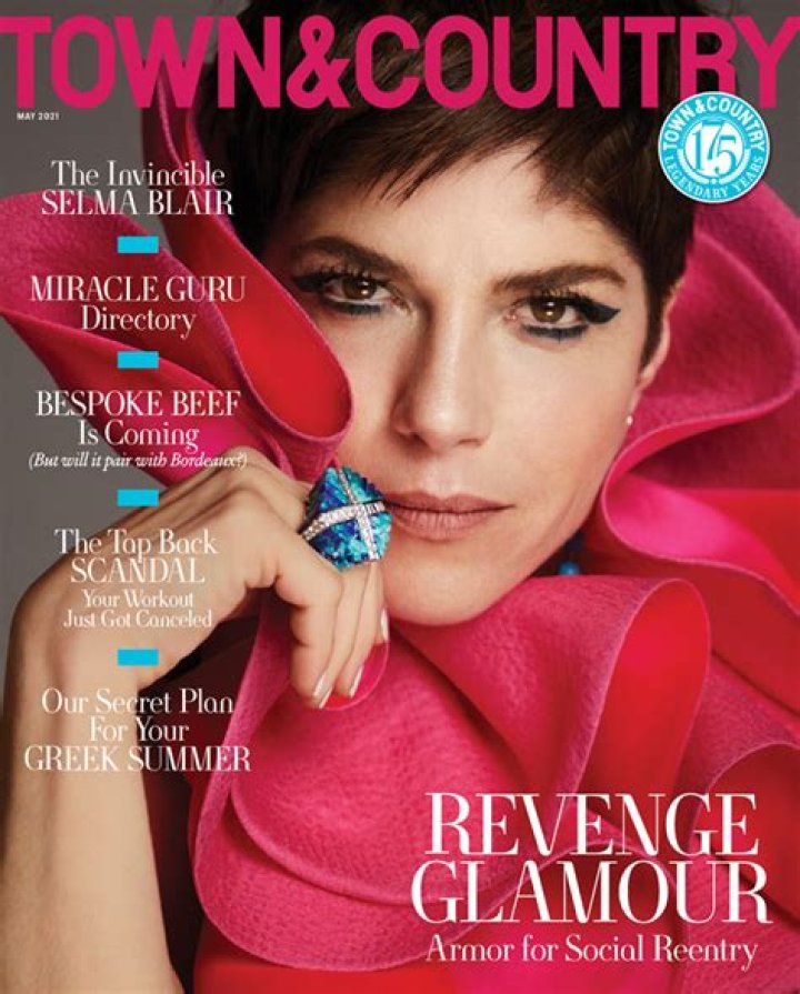 Selma Blair poses with a cane as she covers Town & Country magazine amid her ongoing battle with MS