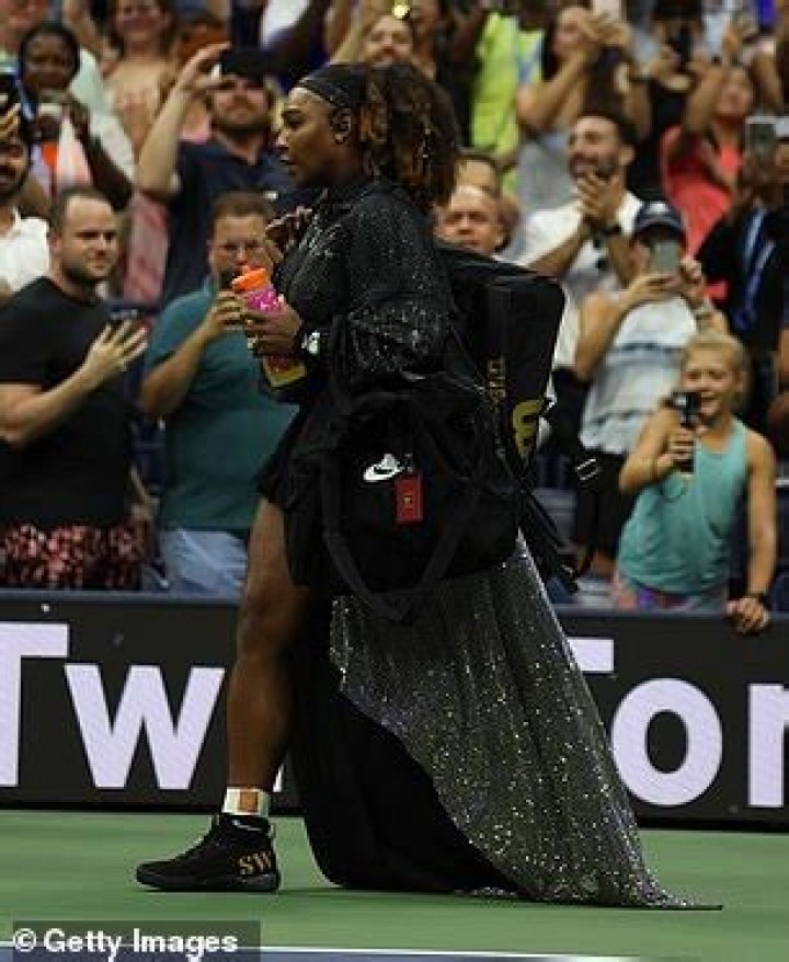 Serena Williams wears a diamond-encrusted Nike look at the US Open with daughter Olympia matching