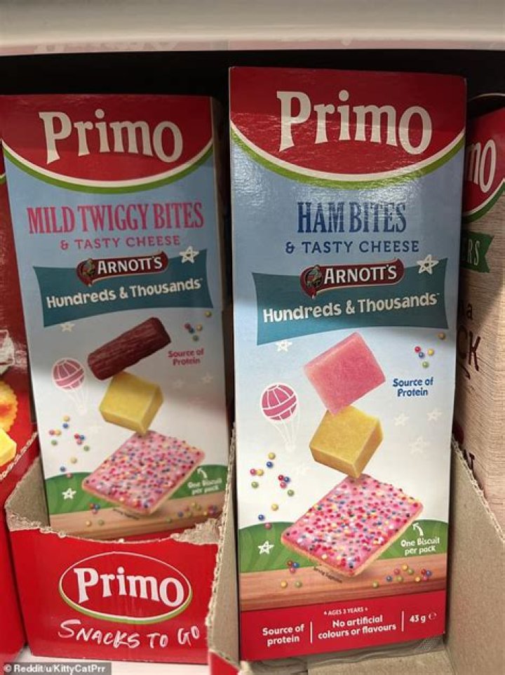 Shoppers mock Primo x Arnott's Ham bites and hundreds and thousands snack pack