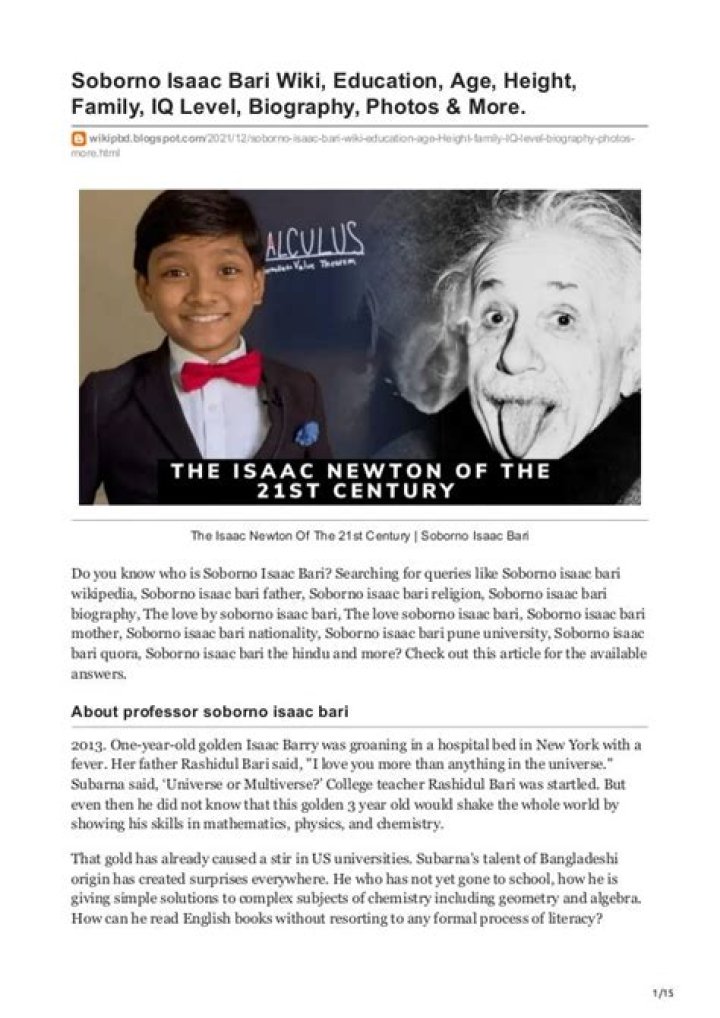 Soborno Isaac Bari Wikipedia And Age: Where Is He From? Parents Nationality And Net Worth