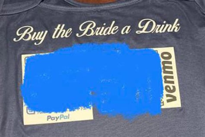 ‘Tacky’ bride-to-be slammed for wearing a T-shirt with personal details on urging people to buy her a drink