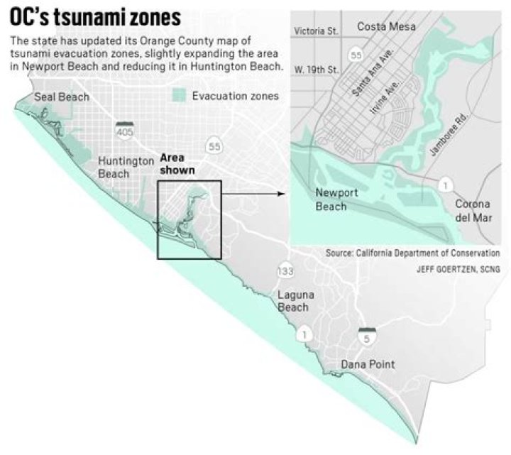 Tsunami zones updated for Orange County, expanded in Newport Beach