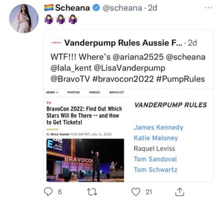 'Vanderpump Rules' Star Scheana Shay Reacts to BravoCon Snub