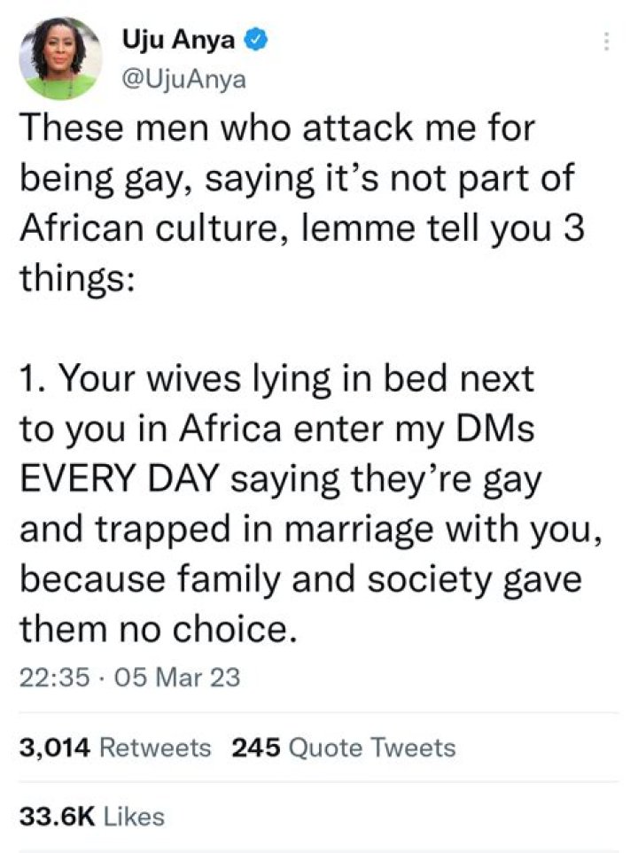 “Your Wives Are In My DM” – US-Based Nigerian Professor, Uju Anya Slams Nigerian Men Attacking Her For Being A Lesbian
